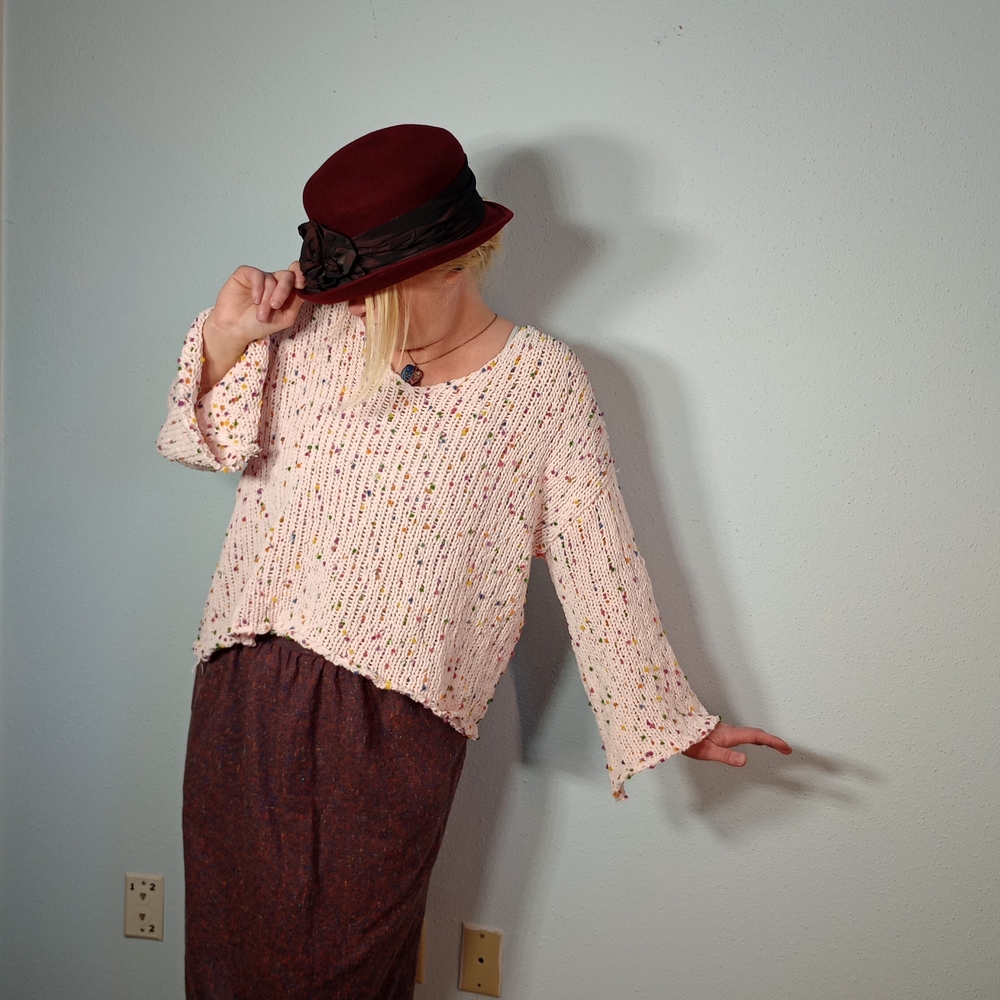 Pink Chenille Popcorn Sweater